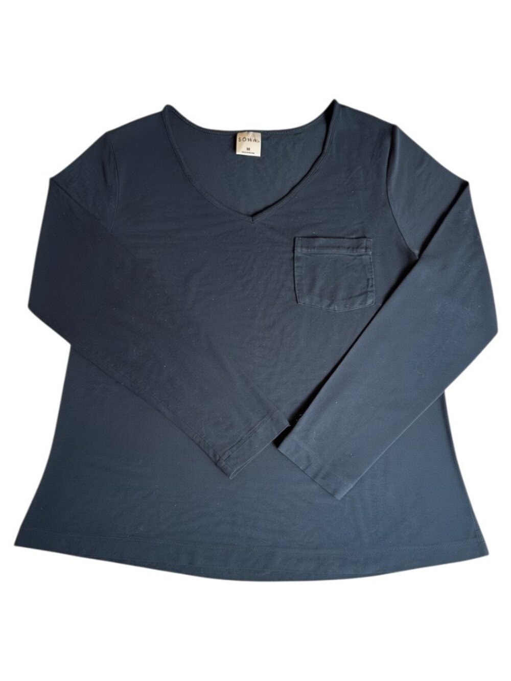 Soma Cool Nights Long Sleeve V-Neck Black Lounge Sleep Shirt Size Medium